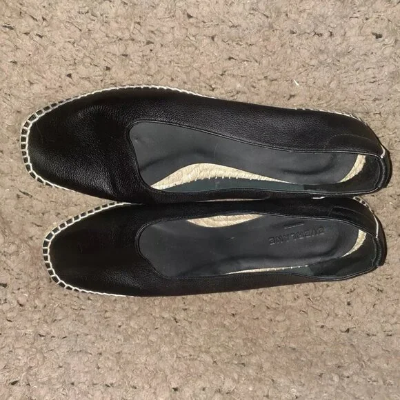 EVERLANE “The Espadrille” Black Leather/Jute Whipstitch & Wedge-Sz 11-NEW/NO BOX - Picture 7 of 8